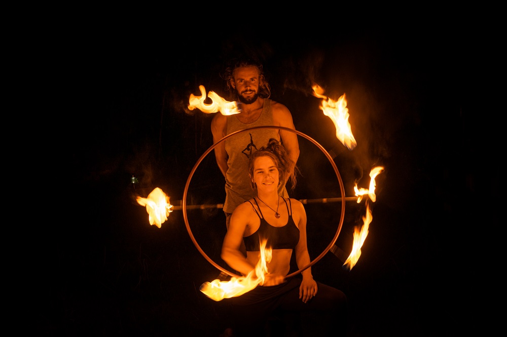 Lena performing fire hula hoop